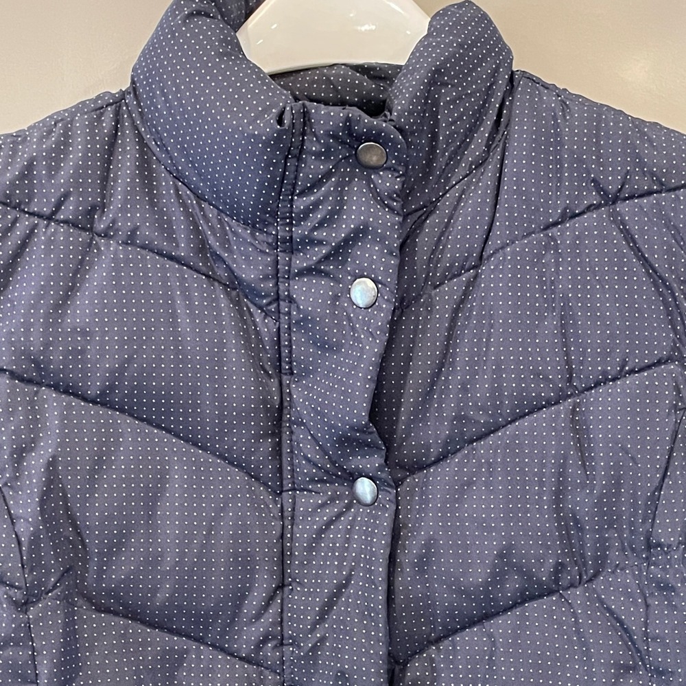 Gap Outdoor Edition Navy Polka Dot Puffer Vest Women Medium Snap Front Quilted